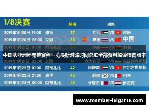 中国队亚洲杯完整赛程一览最新对阵时间总汇全部资料解读指南版本