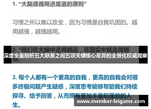 深度全面剖析五大联赛之间五项关键核心差异的全景化权威观察